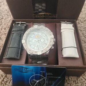 Silver Watch with Interchangeable Straps